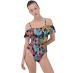 Mosaic pieces                                                   Frill Detail One Piece Swimsuit