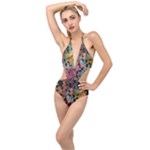 Mosaic pieces                                                    Plunging Cut Out Swimsuit