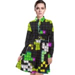 Drawn squares                                                 Long Sleeve Chiffon Shirt Dress