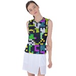 Drawn squares                                                    Women s Sleeveless Mesh Sports Top