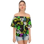 Drawn squares                                                    Off Shoulder Short Sleeve Top