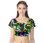 Drawn squares                                                     Short Sleeve Crop Top