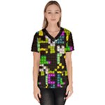 Drawn squares                                                      Women s V-Neck Scrub Top