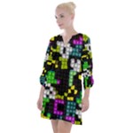 Drawn squares                                                      Open Neck Shift Dress