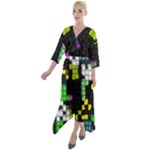 Drawn squares                                   Quarter Sleeve Wrap Front Maxi Dress