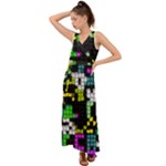 Drawn squares                                                       V-Neck Chiffon Maxi Dress