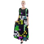 Drawn squares                                                       Half Sleeves Maxi Dress