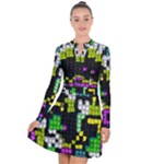 Drawn squares                                                        Long Sleeve Panel Dress