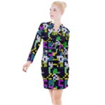 Drawn squares                                                       Button Long Sleeve Dress