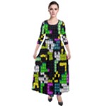 Drawn squares                                                       Quarter Sleeve Maxi Velour Dress