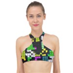 Drawn squares                                                    High Neck Bikini Top