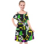 Drawn squares                                                 Kids  Cut Out Shoulders Chiffon Dress