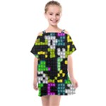 Drawn squares                                                  Kids  One Piece Chiffon Dress