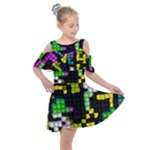 Drawn squares                                                  Kids  Shoulder Cutout Chiffon Dress