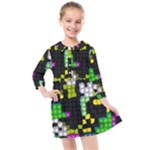 Drawn squares                                                   Kids  Quarter Sleeve Shirt Dress