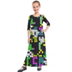 Drawn squares                                                    Kids  Quarter Sleeve Maxi Dress