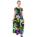 Drawn squares                                                   Kids  Short Sleeve Maxi Dress