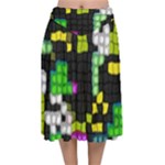 Drawn squares                                                  Velvet Flared Midi Skirt