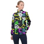 Drawn squares                                                     Women Half Zip Windbreaker