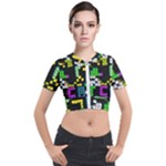 Drawn squares                                                     Short Sleeve Cropped Jacket