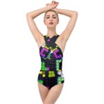 Drawn squares                                                    Cross Front Low Back Swimsuit