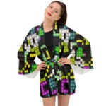 Drawn squares                                                  Long Sleeve Kimono