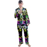 Drawn squares                                                     Men s Satin Pajamas Long Pants Set