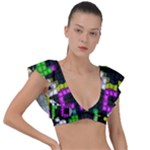 Drawn squares                                                     Plunge Frill Sleeve Bikini Top