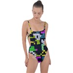 Drawn squares                                                     Tie Strap One Piece Swimsuit