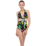 Drawn squares                                                     Halter Front Plunge Swimsuit