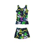 Drawn squares                                                    Kid s Boyleg Swimsuit