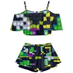 Drawn squares                                                  Kids  Off Shoulder Skirt Bikini