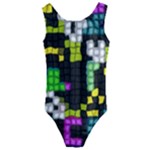 Drawn squares                                                    Kids  Cut-Out Back One Piece Swimsuit