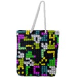 Drawn squares                                                 Full Print Rope Handle Tote (Large)