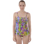 Green blue texture                                                     Twist Front Tankini Set