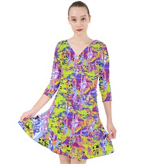 Quarter Sleeve Front Wrap Dress 