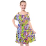 Green blue texture                                                  Kids  Cut Out Shoulders Chiffon Dress