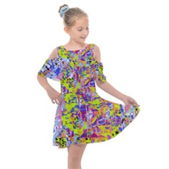 Kids  Shoulder Cutout Chiffon Dress 