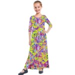 Green blue texture                                                     Kids  Quarter Sleeve Maxi Dress