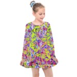 Green blue texture                                                     Kids  Long Sleeve Dress