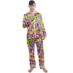 Green blue texture                                                      Men s Satin Pajamas Long Pants Set