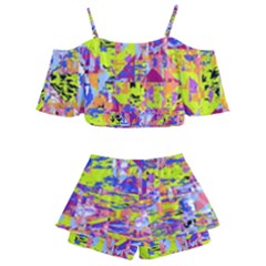 Kids  Off Shoulder Skirt Bikini 