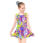 Green blue texture                                                     Kids  Skater Dress Swimsuit