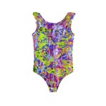 Green blue texture                                                     Kids  Frill Swimsuit