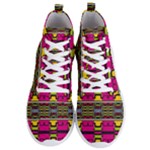 Pink yellow green shapes                                                      Men s Lightweight High Top Sneakers