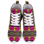 Pink yellow green shapes                                                      Women s Lightweight High Top Sneakers