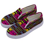 Pink yellow green shapes                                                      Kids  Canvas Slip Ons