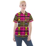 Pink yellow green shapes                                                     Women s Short Sleeve Pocket Shirt