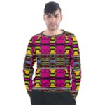 Pink yellow green shapes                                                     Men s Long Sleeve Raglan Tee