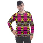 Pink yellow green shapes                                                    Men s Pique Long Sleeve Tee